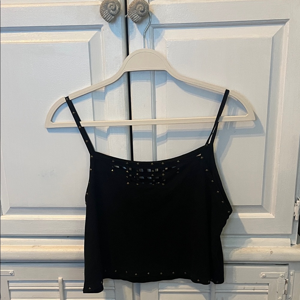 Shyanne soft velvet material Black Camisole Top with brassy studs